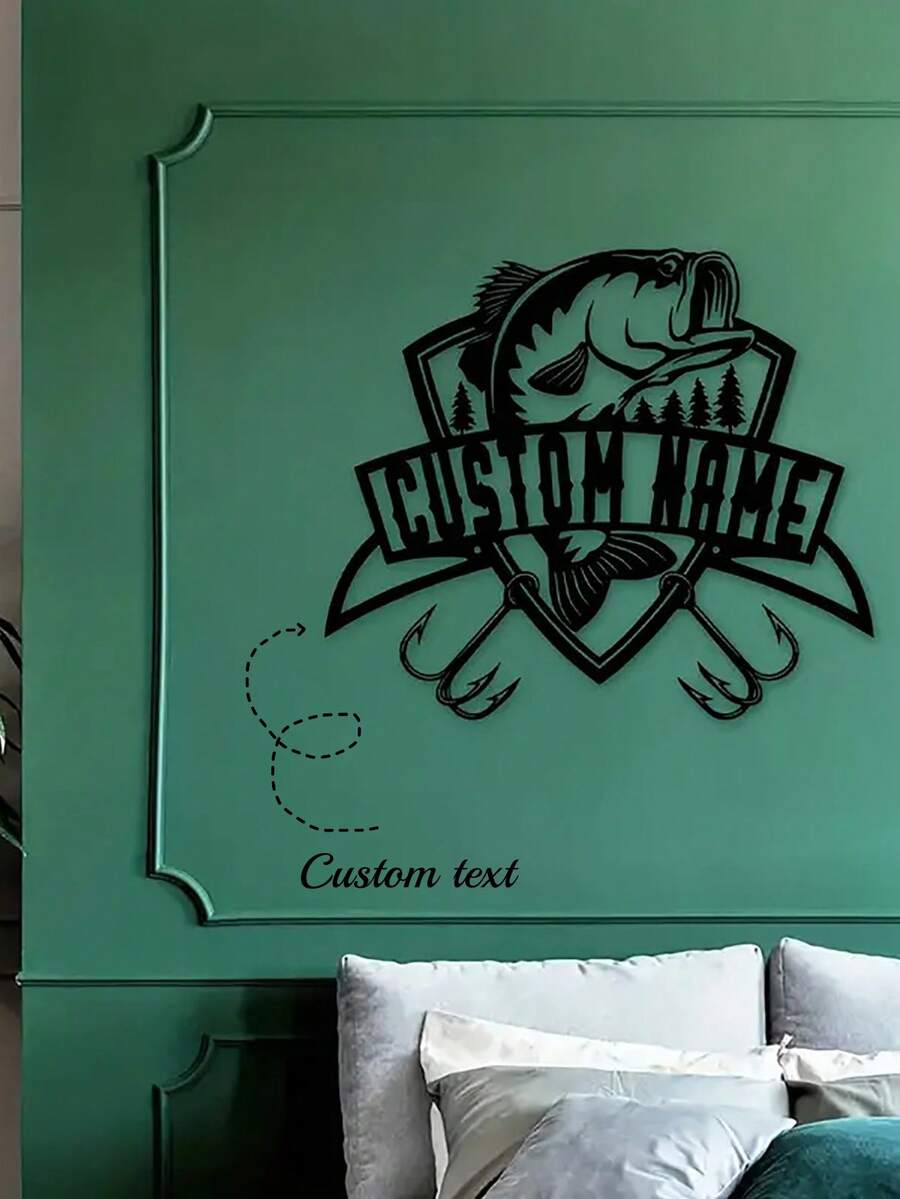 فن حائطي مخصص للصيد بالصنارة للكلب القرش، لافتة ديكور حائطية مزرعة شخصية، اسم معدني لتزيين حائط قابل للتخصيص، مناسبة للفناء/الفناء الخلفي/الهدايا