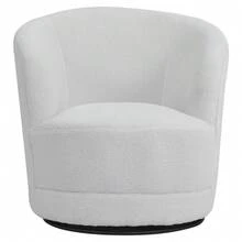 LIVINGANDHOME Living And Home Faux Fur Accent Swivel Chair - White - View 7