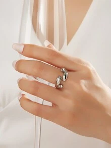 1pc 18K Gold Plated Retro Style Stainless Stainless Foundry Water Drop Element Ring Ladies Jewelry Wedding Party Social Gatherings Dating Gift - Teardrop Wrap Ring - View 3