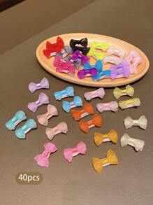 40pcs Random Color Fabric Bowknot Hair Clips, Cute & Sweet Hair Accessories Suitable For Daily Use - Multicolor - View 6