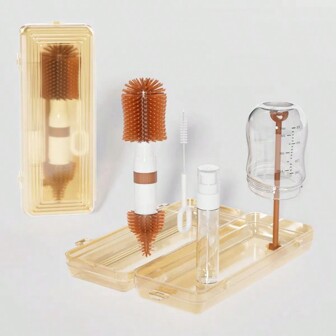 便携式伸缩硅胶奶瓶和奶嘴刷套装，可随身携带