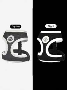 1pc Breathable And Comfortable Dog Harness, With Night Reflective Strip, Suitable For Walking Dogs And Cats, Small And Medium Dogs, Single Chest And Back Without Traction Rope - Red - View 7