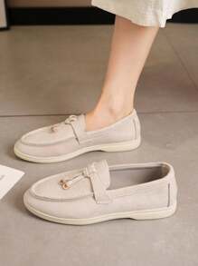 Giày lười đế bằng phong cách Bohemian Retro thời trang cao cấp hợp thời trang bền nhẹ chống trượt thường ngày cho nữ - Màu be - Xem 6