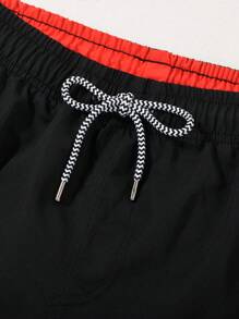 Men's Quick-Dry Beach Shorts With Drawstring, Can Be Worn In Water, Ideal For Exercise, Running, Swimming, Hot Springs, Spa, Boxer Shorts , Swim Trunks - Black - View 4