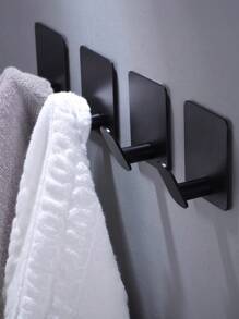 1pc Adhesive Towel Hooks, Stainless Steel Heavy Duty Towel Hanger Wall Hooks, Anti-Skid Waterproof, Ideal For Bathroom, Toilet, Kitchen, Adhesive Hook For Bathroom Towels Without Drilling