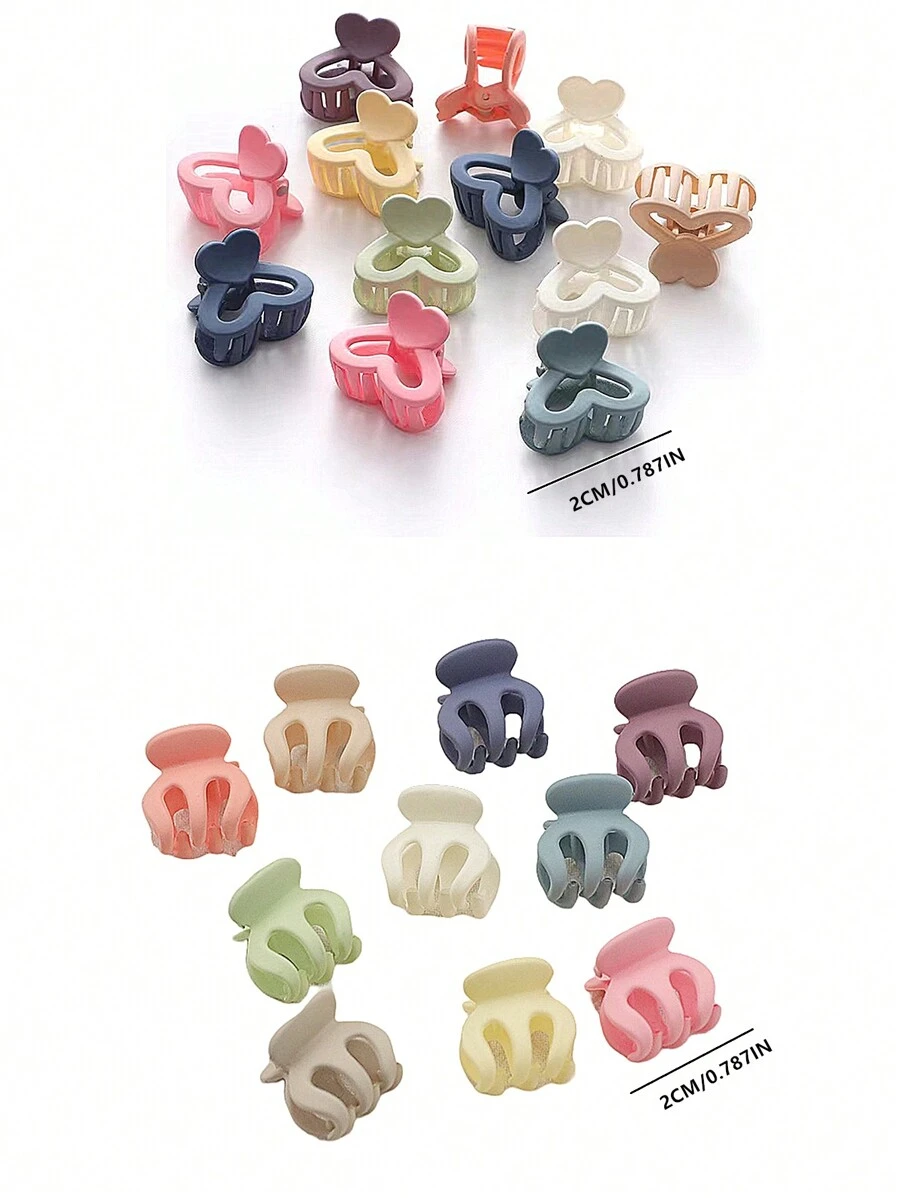 20入組小女童隨機色愛心設計可愛髮爪適用於頭髮裝飾用品 - 彩色 - 查看 1