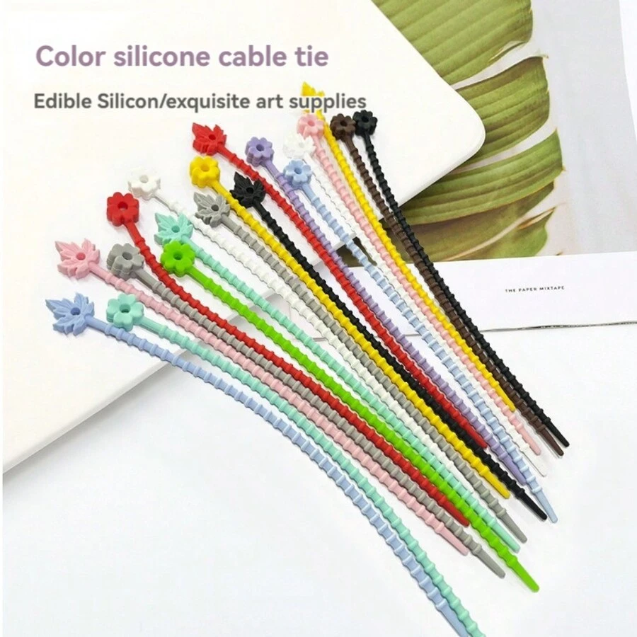 Colorful Silicone Zip Ties, Keychain Rope, DIY Doll Hanging Rope, Earphone/ Data Cable Organizer And Tidy Zip Ties - Multicolor - View 1
