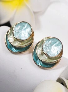 1 Par de brincos de argola redondos, Multicamadas e coloridos de liga de zinco esmaltados, elegantes e minimalistas, criativos e originais, adequados para uso diário de mulheres, banquetes, festas e presentes de madrinhas.