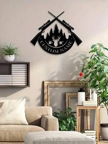 علامة فنية حيوية لرأس الغزال قناص مصنوعة من الحديد ومزينة بالاسم لتزيين جدار المزرعة، هدية مخصصة بإسم الدولة لديكور البورش/الفناء، فن حديدي إبداعي