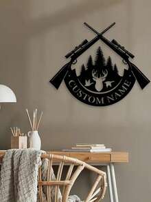 علامة فنية حيوية لرأس الغزال قناص مصنوعة من الحديد ومزينة بالاسم لتزيين جدار المزرعة، هدية مخصصة بإسم الدولة لديكور البورش/الفناء، فن حديدي إبداعي