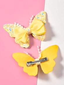 2pcs Onion Shaped Pearl Butterfly Hair Clips For Kids And Teen Girls, Budget-Friendly, Fashionable, Cute Hair Accessories For Daily Wear