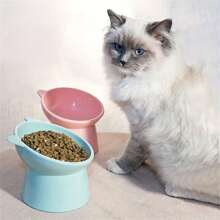 Pet Cat/Dog Slanted Bowl With Spine Protection, Anti-Tipping