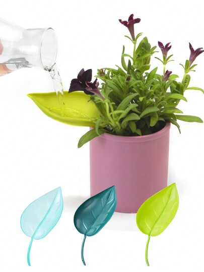 3 PCS Plant Pot Watering Funnel, 3 Color Leaf Plant Watering Devices, Creative Leaf Watering Device For Indoor And Outdoor Plants