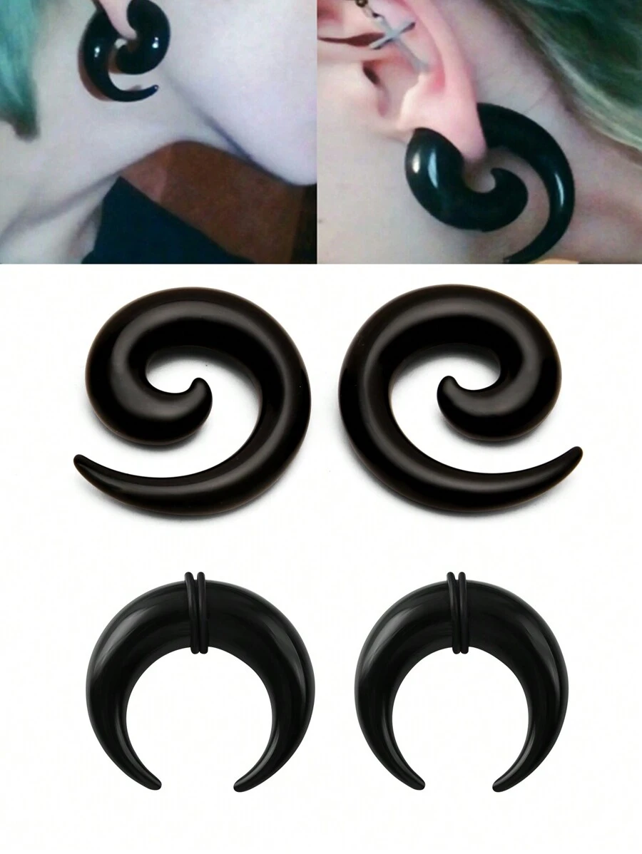 2 Pairs 6mm12mm Acrylic Spiral Snail Ear Tapers Plugs Lobe Ear