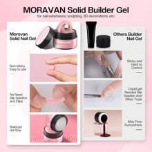 Morovan 固体美甲凝胶 - 3 色不粘腻杀虫固体美甲凝胶，适用于 3D 立体造型，持久美甲延长，可用于美甲艺术 DIY、家庭美甲沙龙等。 - 彩色 - 查看 7