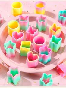 Set de 10 piezas de juguetes de resortes de colores aleatorios, obsequios de fiesta de verano, formas de mariposa, estrella, corazón, resortes asimétricos de arcoíris, resortes de plástico mini, suministros para fiesta de cumpleaños, Halloween, Navidad, relleno de bolsas de fiesta - Multicolor - Ver 1