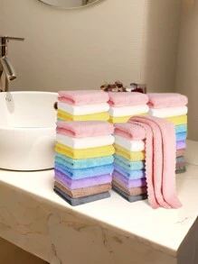 5pcs/10pcs/20pcs/30pcs Random Color Solid Hand Towels (9.4 In*9.4 In), Soft Absorbent Hand Towel For Home, Bathroom, Multi-Purpose Towels For Washing Dishes, Drying Hands Home Bathroom Decor Fall Decor Back To School