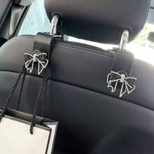 1 pieza/2 piezas Ganchos colgadores de respaldo de asiento de coche con lazo, accesorios de interior de automóvil - Negro - Ver 3
