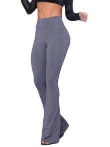 FLARE BALLERINA PANTS WOMEN'S FITNESS LEGGING HIGH WAIST IDEAL FOR PILATES GYM GYMNASTICS IN YOUR EVERYDAY LIFE - Grey - View 3