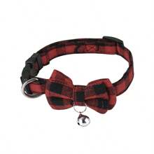 1 件可爱红绿格子圣诞宠物项圈带铃铛蝴蝶结宠物圣诞装饰配件，适合中小型宠物猫狗，节日氛围配饰 - 彩色 - 查看 13