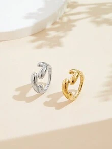 1pc 18K Gold Plated Retro Style Stainless Stainless Foundry Water Drop Element Ring Ladies Jewelry Wedding Party Social Gatherings Dating Gift - Teardrop Wrap Ring - View 8