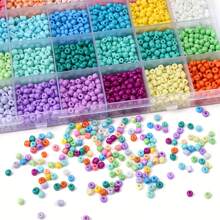 3000pcs 4mm Glass Seed Beads 24 Colors Small Beads Kit Bracelet Beads With 24-Grid Plastic Storage Box For Jewelry Making - Multicolor - View 6