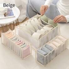 1 pièce Boîte de rangement pour sous-vêtements de type tiroir, grille de séparation pour chaussettes et sous-vêtements, organisateur de placard à couches, boîte de rangement pour vêtements en maille transparente, boîte de rangement à tiroirs pliable à grille multiple, rangement et organisation de garde-robe, boîte de rangement à compartiments pour sous-vêtements, sacs de rangement pour tiroirs de chaussettes et sous-vêtements, décoration de festivals, décoration de chambre, décoration de maison, décoration de chambre à coucher, organisateur, rangement à la maison, t-shirt blanc pour femme, pantalon noir pour femme, vêtements d'hiver pour dames, robe
