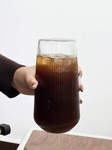 1 pièce/4 pièces 500 ml 16,6 oz Tasse en verre vintage rayée, tasse à café transparente nervurée, verres nervurés, sans paille, verre à boisson, verrerie vintage, verres sans pied incassables, convenant pour boire de l'eau, du lait, des flocons d'avoine, du thé, du jus de fruits, petit-déjeuner, café, boissons, etc. Convient pour les cafés, les familles, les restaurants, les fêtes, les danses, les bureaux, les cadeaux pour la fête des pères, la fête des mères, les cadeaux pour les amis, les petits amis et les petites amies, les cadeaux pour les membres de la famille, les cadeaux pour les enseignants, les cadeaux pour les collègues, les cadeaux d'action de grâce, les cadeaux d'anniversaire, les cadeaux, les cadeaux de Noël