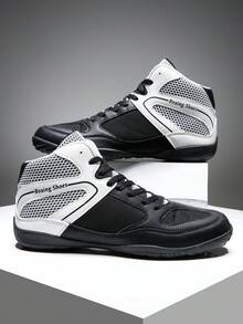 Men's Professional Wrestling Shoes Boxing Training Shoes Sole Slip Resistance Strong Ventilation Performance Good - Black and White - View 11