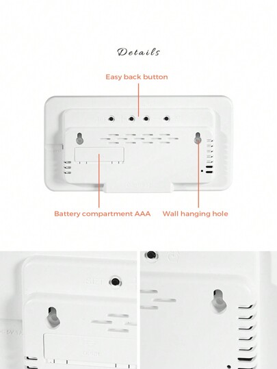 1pc Large Digital Wand Klok Temperature, Calendar, Alarm Perfect Living Room Mute Function LED Display,Home ,Room Birthday Graduation Bedroom Dormitory Back To School view 10