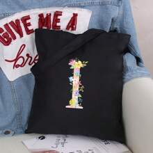 Dames Boodschappentassen Schoudertassen Grote capaciteit Tote tassen Roze Bloemenprint Canvas Handtassen Opbergtassen Dames Casual Pendelaar Vest Tas - Zwart - Bekijken 20