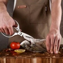 1pc, Kitchen Scissors, Poultry Shears, Kitchen Shears, Fish Bone Scissors, Multifunctional Stainless Steel Chicken Bone Scissors, Food Scissors, Meat Scissors, Kitchen Utensils, Apartment Essentials, Kitchen Stuff