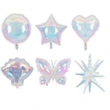 1/3/6 件 21/39/19 英寸透明激光铝箔气球，全息星心蝴蝶贝壳圆形气球主题派对用品生日派对婚礼订婚装饰 - 多色 - 查看 23