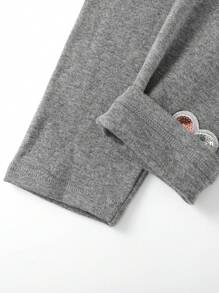 Annil Quần legging dệt kim màu xám cho bé gái thêu kim sa thu đông, quần legging co giãn thường ngày - Màu Xám nhạt - Xem 5