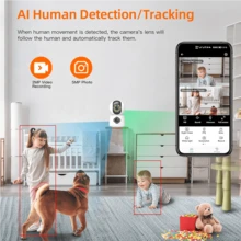 2K高清雙鏡頭，嬰兒、老年人和寵物監視安全攝像機，夜視，運動檢測智能WiFi和雙向語音，支援高達256GB的TF卡存儲，運動檢測和跟踪，遠程控制 - 白色 - 查看 2