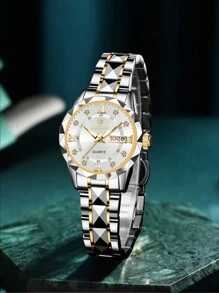 BINBOND BINBOND Luxury Gold Quartz Watch Women's Fashion Women's Watch Waterproof Night Light Stainless Steel Business Leisure Dual Calendar Women's Watch