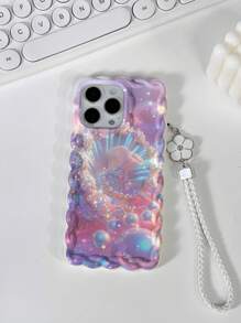 亮面海洋波浪设计编织波浪边可爱红色手机壳，兼容 10防摔，新款兼容 14糖果漆防摔创意手机壳，兼容 XR/7/8，兼容 15 Pro Max，兼容 13，兼容 14，兼容 11软TPU防摔喷漆直边手机壳 - 彩色 - 查看 4