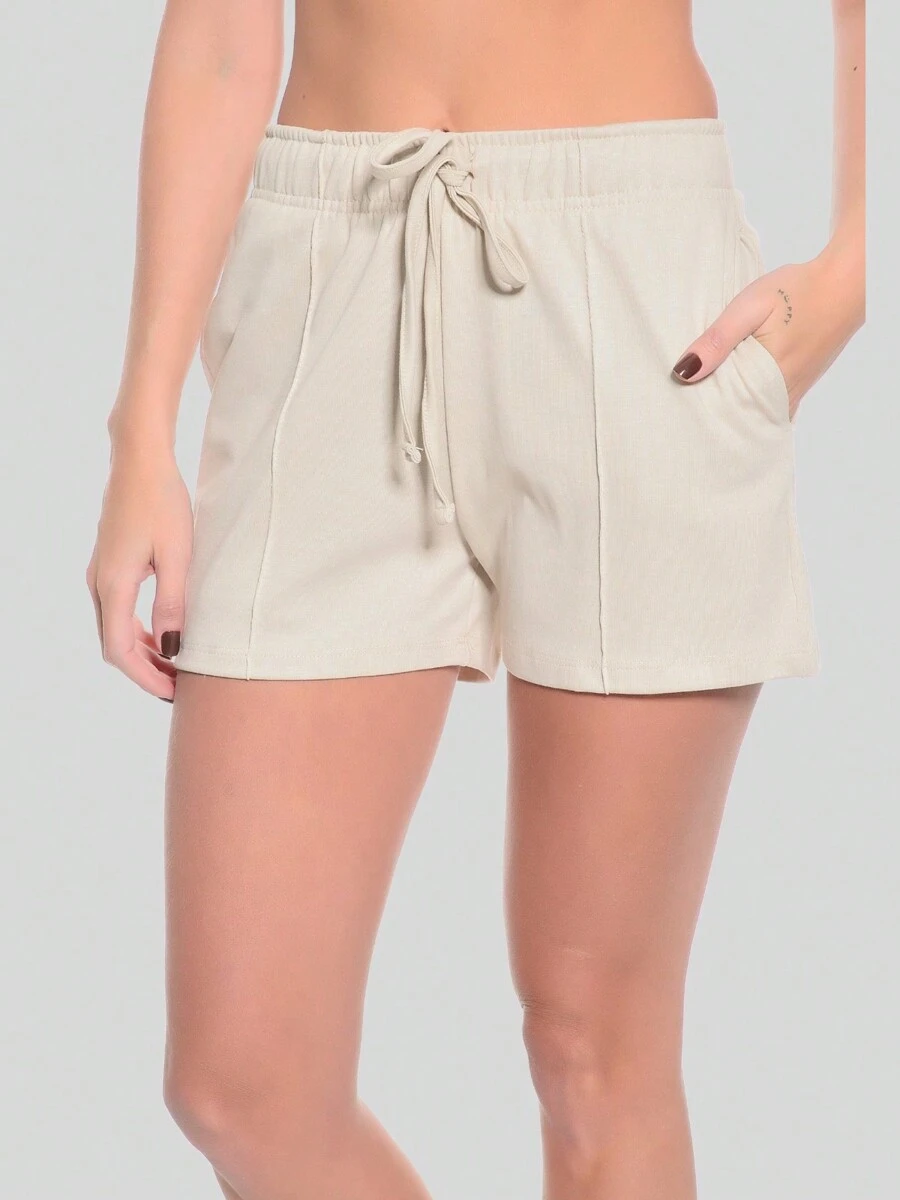 Women Sports Shorts - 米色 - 查看 1