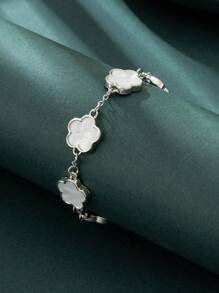 1 pièce Bracelet femme design trefle rétro en métal, cadeau de mariage Saint-Valentin