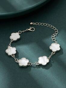 1 pièce Bracelet femme design trefle rétro en métal, cadeau de mariage Saint-Valentin