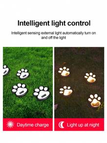 4pcs Solar Powered Cat Paw Lights, Outdoor Solar Lawn Lights, Solar Garden Stake Lights, LED Buried Landscape Lights, Solar Decorative Garden Lights