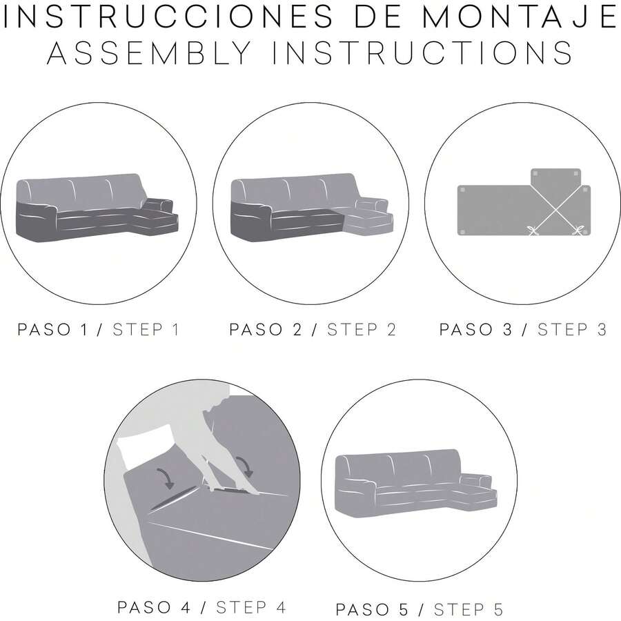 Eysa Housse de canapé méridienne avec bras gauche court en tissu