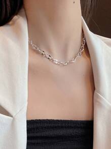 Collar hip-hop punk para mujeres, estilo coreano Collar letra de besos y labios de plata esterlina S925, Cadena de clavícula versátil para hombres y mujeres