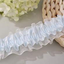 5m Double Layer Elastic Snow Yarn Pleated Lace Trim, 4cm Width, For DIY Hair Accessories, Cheerleading Fan Support Clothing, Cuffs And Supplies