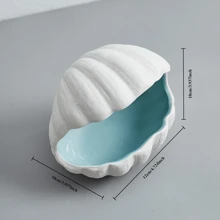 NJCHARMS 1pc Ceramic Conch Starfish River Clams Tray, Blue Creative Storage Bowl Trinket Tray, Jewelry Organizer Dish Bracelet Earrings Necklace Storage Candy Container For Entryway Table Birthday Home Party Decor Back To School