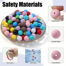 42Pcs Silicone Beads 15MM Round Bead For Jewelry Making To Make Bracelets DIY Keychain Necklace Jewelry Accessories And Round Silicone Beads For Pens