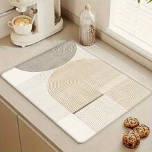 1pc Minimalist Style Dish Drying Mat, Water Absorbent Mat For Coffee Machine, Sink Drain Mat, Soft Water Tap Absorbent Mat, Face Wash Sink Cup Mat, Kitchen And Bathroom Accessories, Home Decoration Decor,Home Decor - Multicolor - View 3