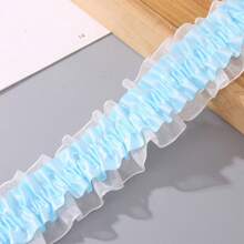 5m Double Layer Elastic Snow Yarn Pleated Lace Trim, 4cm Width, For DIY Hair Accessories, Cheerleading Fan Support Clothing, Cuffs And Supplies