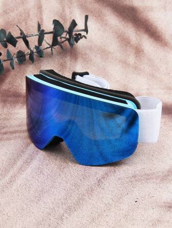 1副青少年双层全脸真膜可拆卸镜片防雾护目镜，适合滑雪、登山、骑行、运动眼镜冬季配件