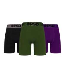 PSD Solids 7" Cotton 3-Pack Boxer Briefs Dark Mood Men's Underwear 423180176 - Multicolor - View 1